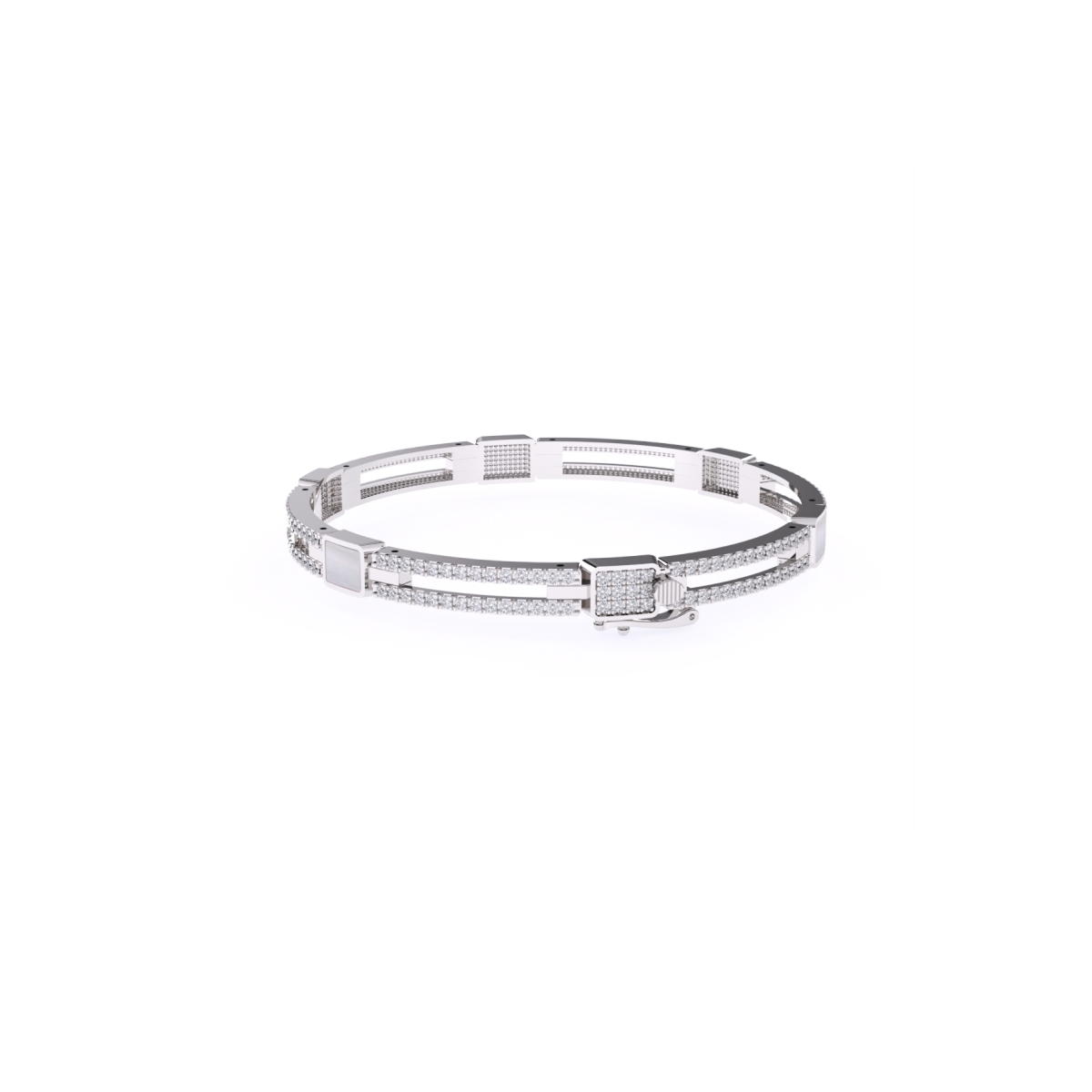 Trendy Two Row Lab Grown Diamond Bangle